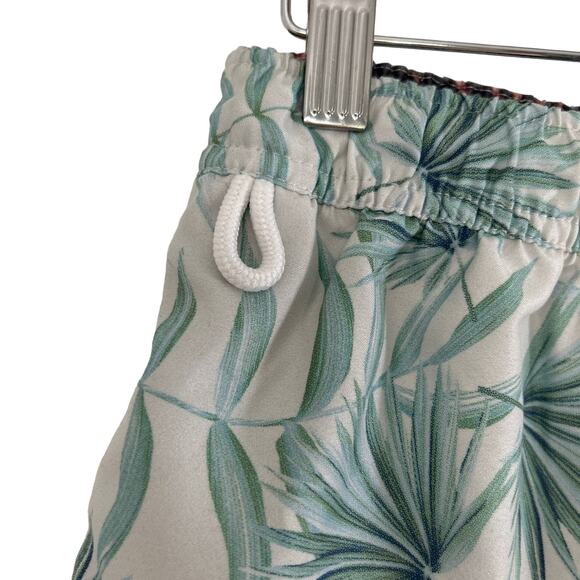 Spicy Tuna Swim Shorts Mens Size Medium Pockets Tropical Print White Green - Picture 3 of 7
